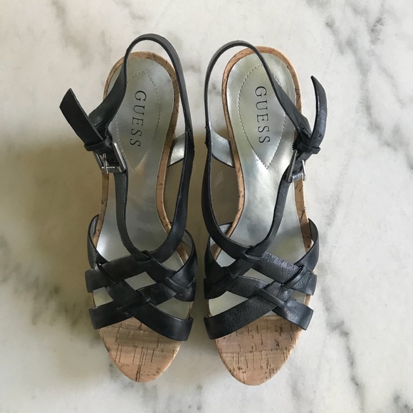 Guess Shoes - Guess Black Cork Wedges